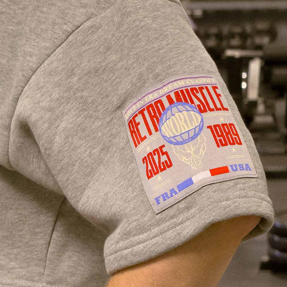 Retro Embroidered Cropped Sweatshirt | Grey