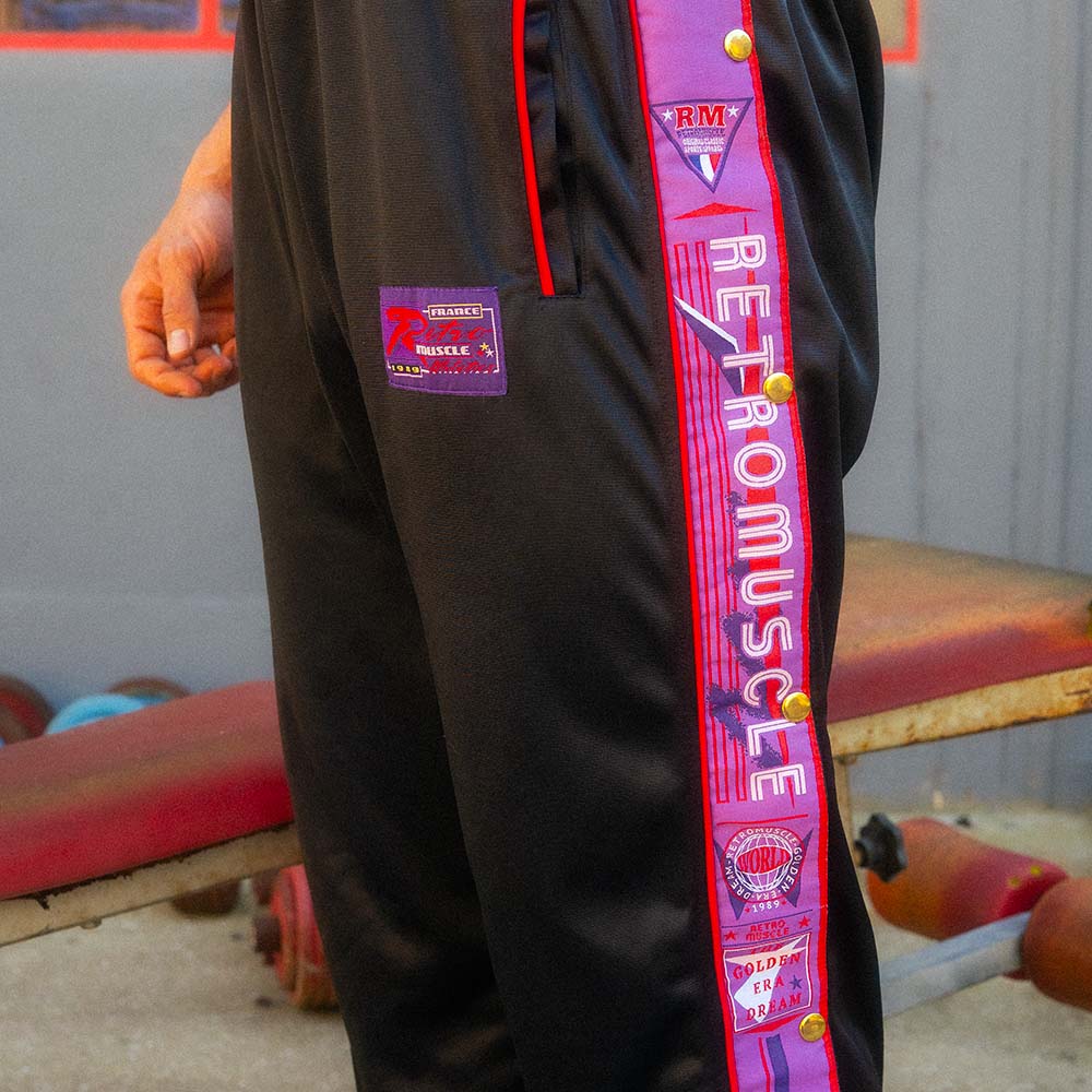 Vintage Snap-Pants Joggers | Black Purple