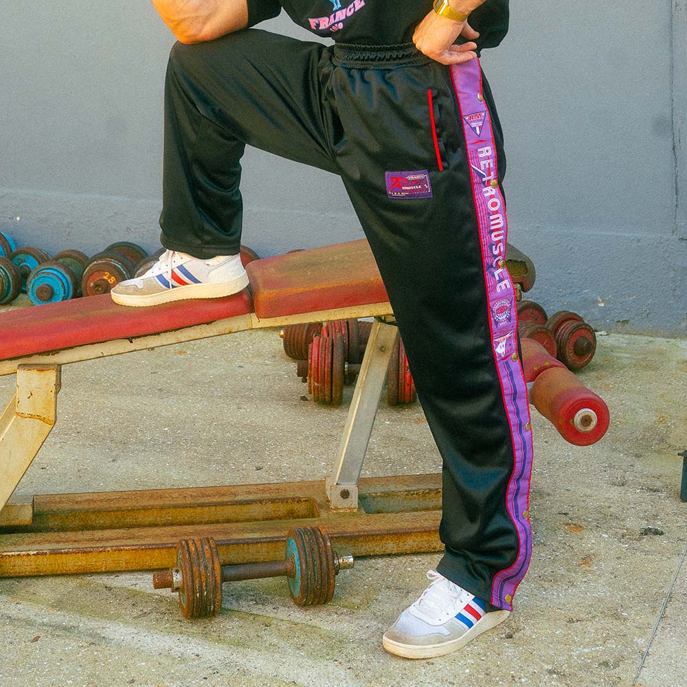 Vintage Snap-Pants Joggers | Black Purple