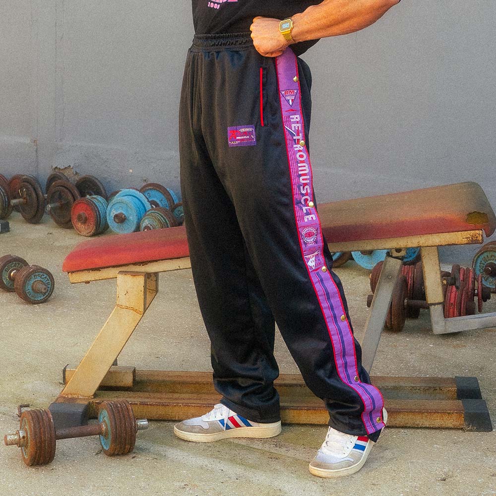 Vintage Snap-Pants Joggers | Black Purple