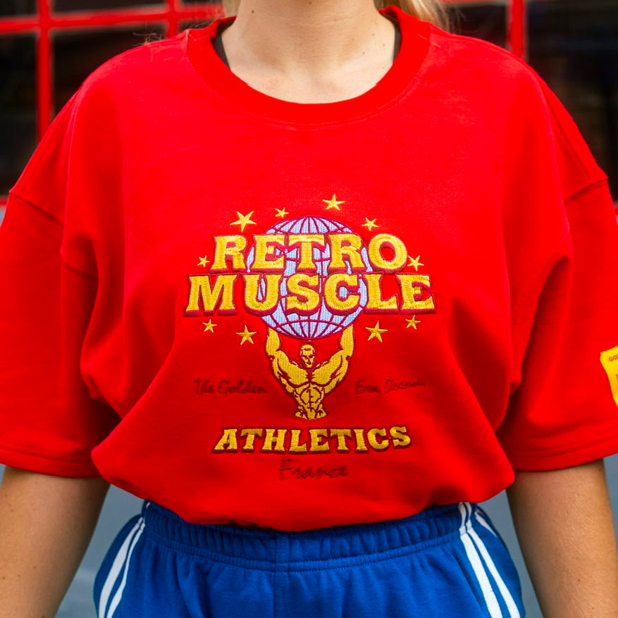 Golden Era Embroidered Pump-Cover Sweatshirt | Red