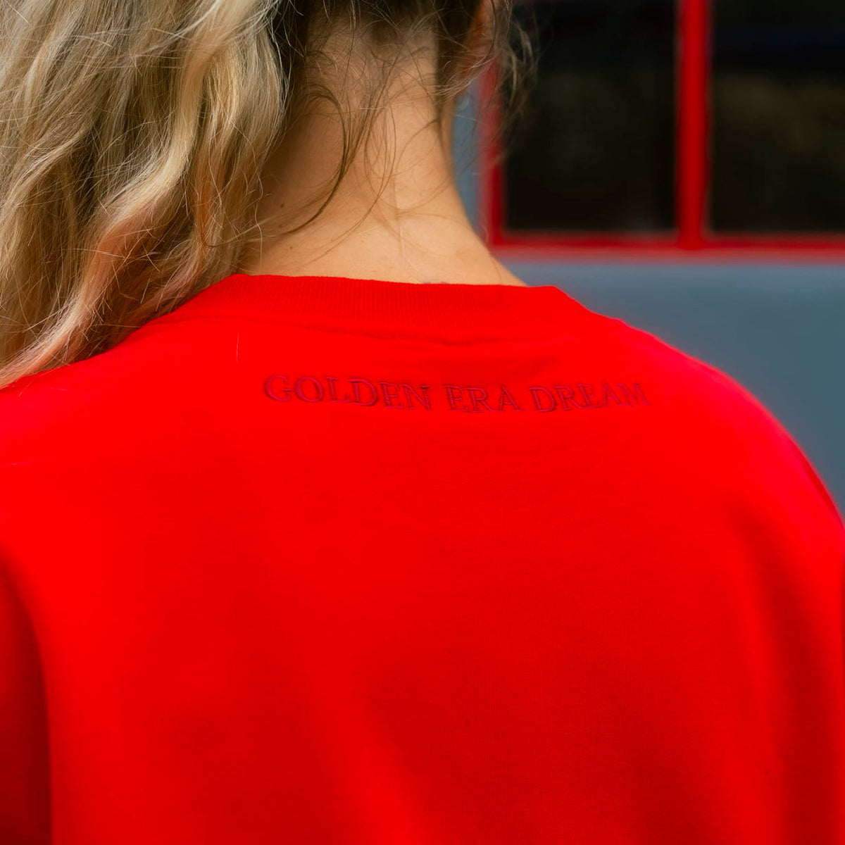 Golden Era Embroidered Pump-Cover Sweatshirt | Red