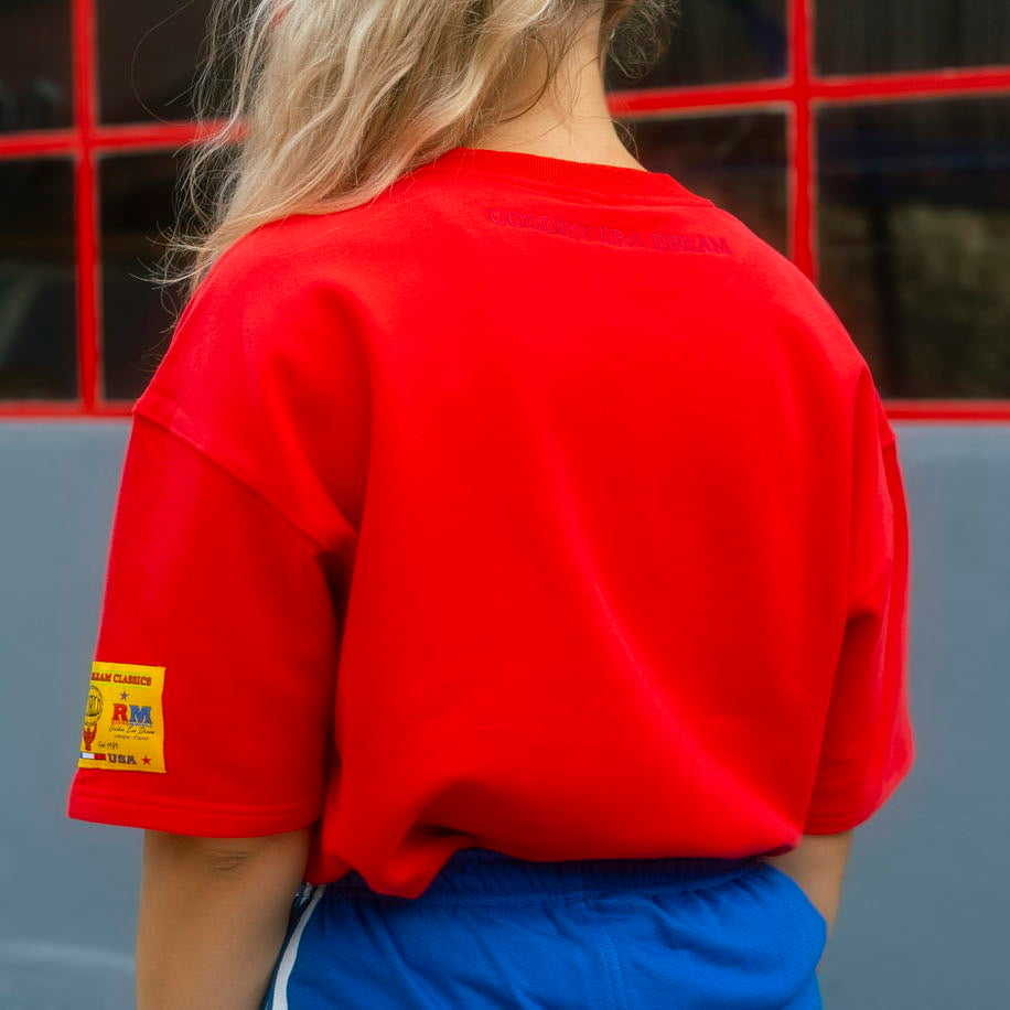 Golden Era Embroidered Pump-Cover Sweatshirt | Red