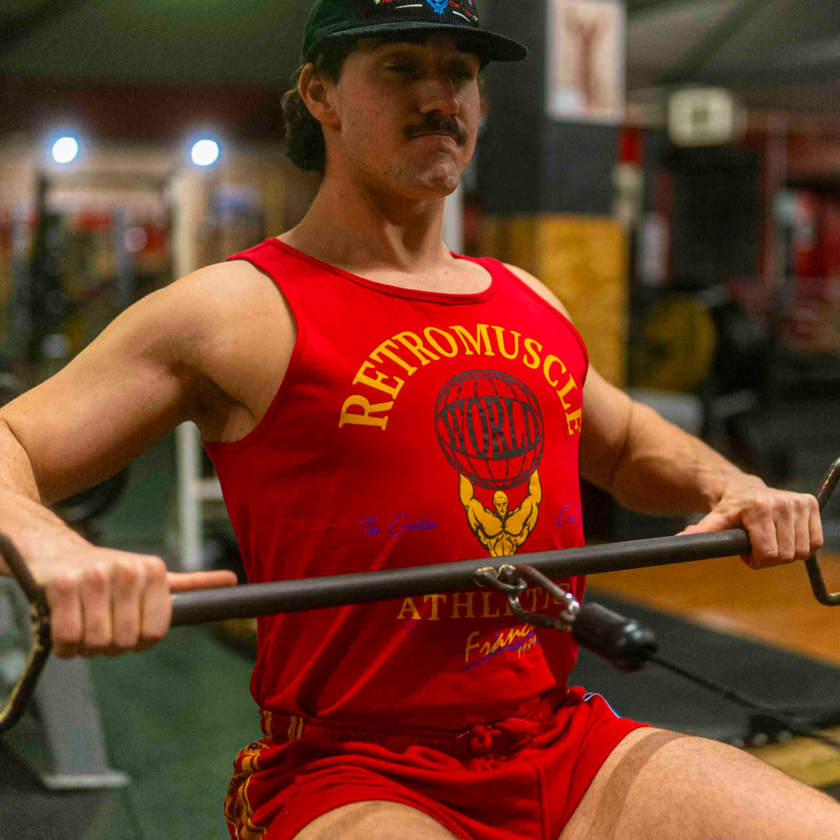 Classic Old-School Tank Top | Red - gym training photo