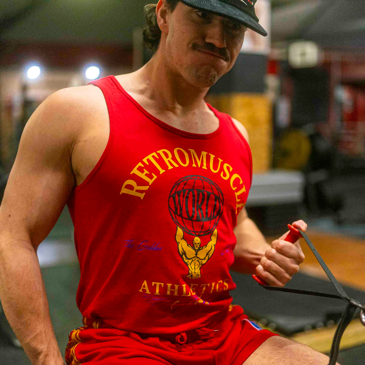 Classic Old-School Tank Top | Red - gym training photo