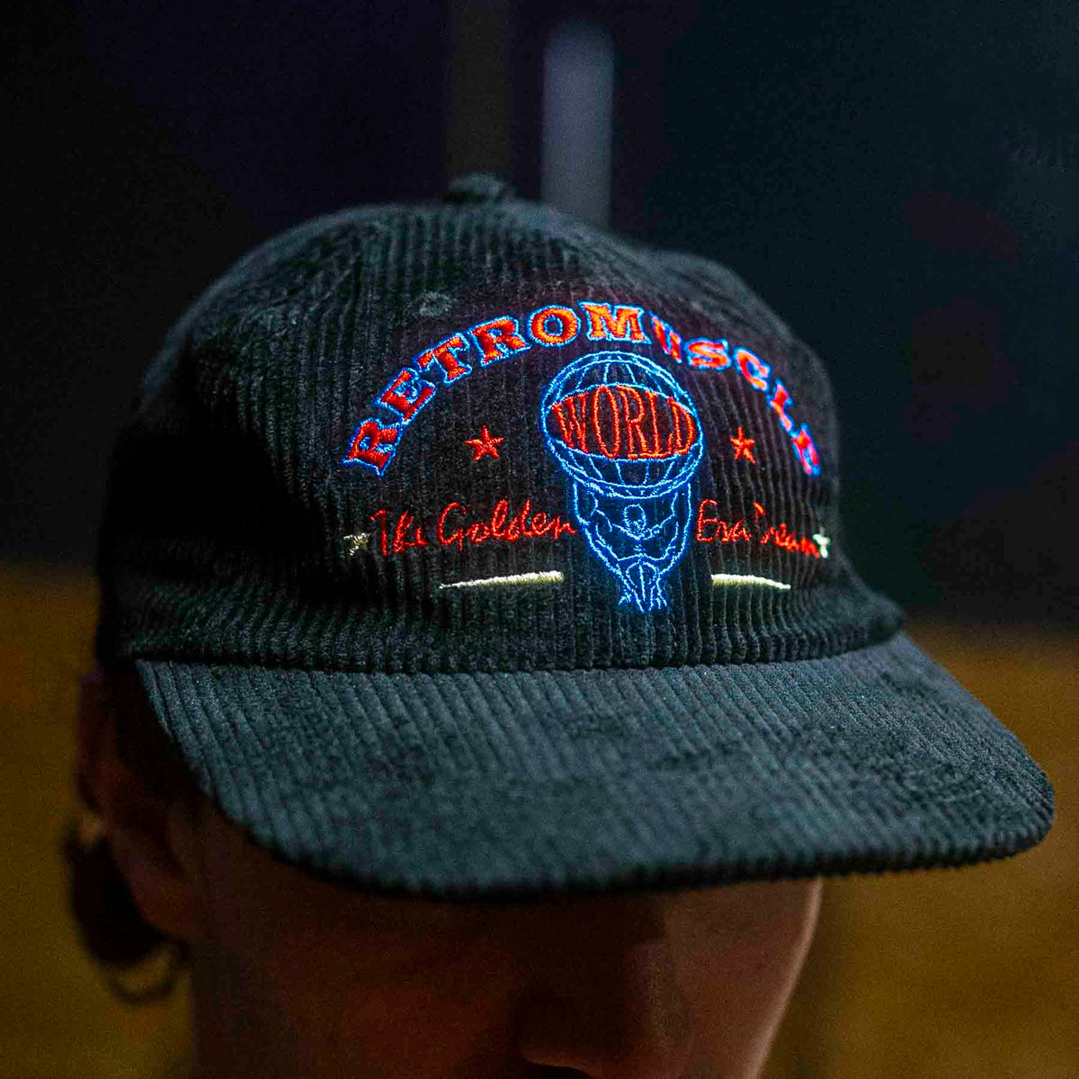 Vintage Golden Era Cap | Red / Pink - embroidery and design detail