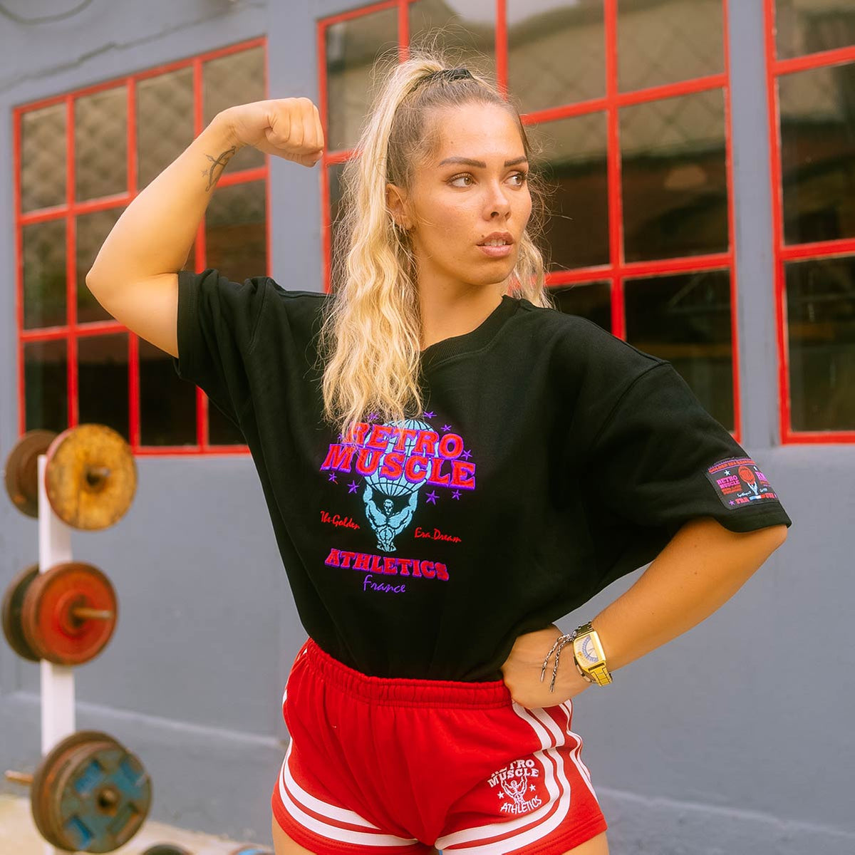 Golden Era Embroidered Pump-Cover Sweatshirt | Black