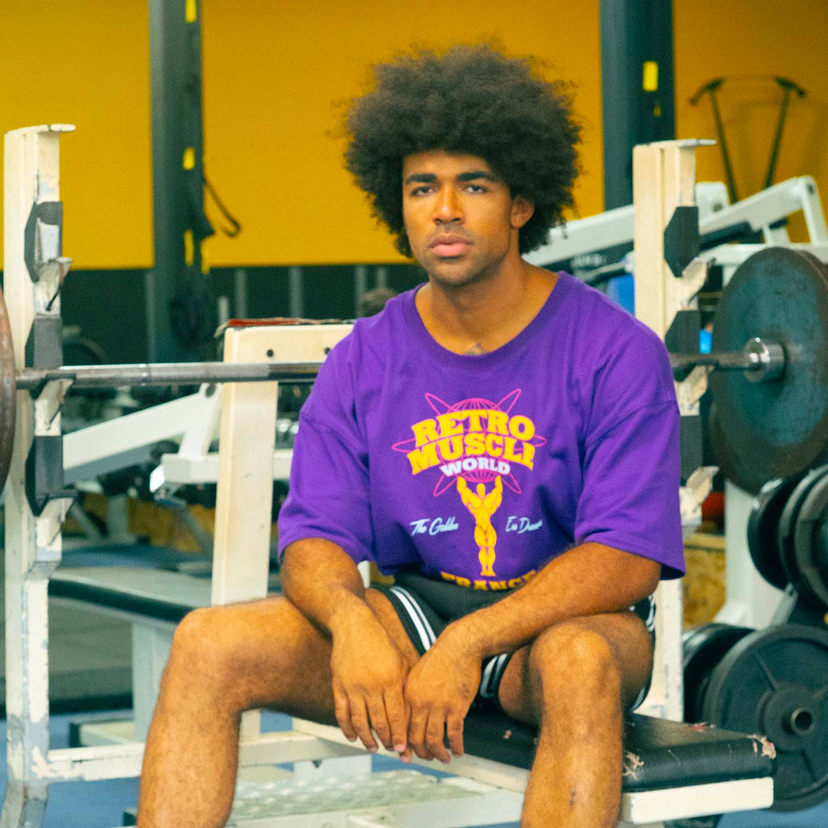 Purple World pump cover worn in a Golden Era lifestyle scene